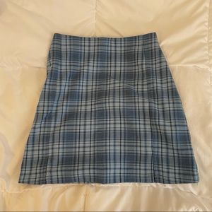 Sky blue plaid skirt